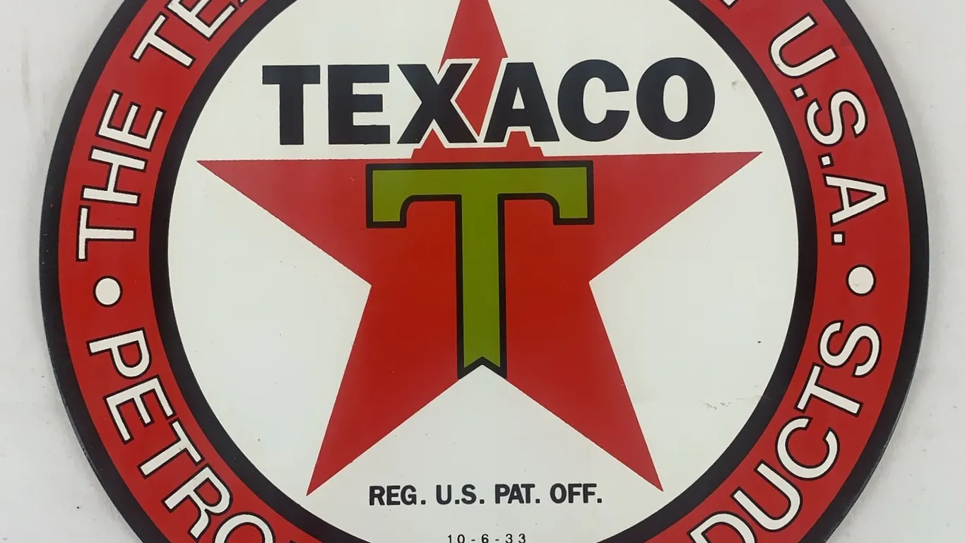 Texaco Petroleum Products Round Advertising Sign