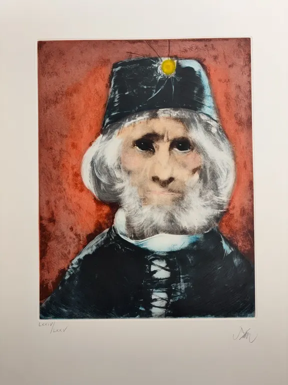 Limited Edition Surrealist Portrait Etching, LXXIV/LXXXV