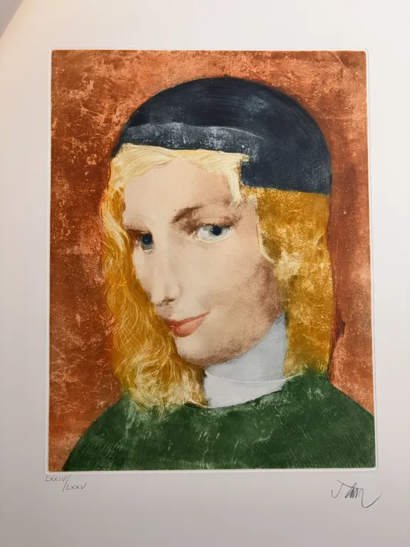 Limited Edition Renaissance Style Portrait Print, Edition LXXIV/LXXV, Signed