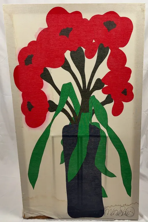 Signed Floral Still Life Serigraph on Canvas