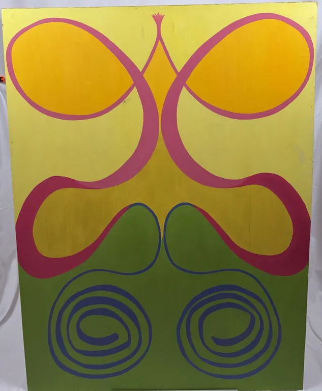 Pair of Large Abstract Folk Art Paintings on Canvas