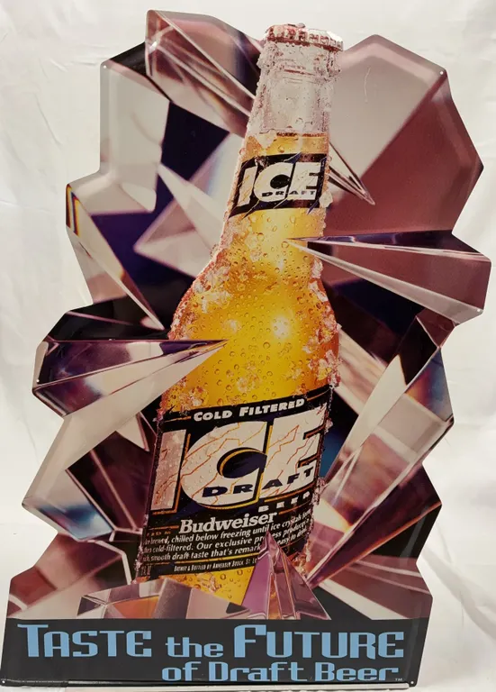 1993 Bud Ice Draft Beer “Taste the Future of Draft Beer” Die-Cut Metal Advertising Sign