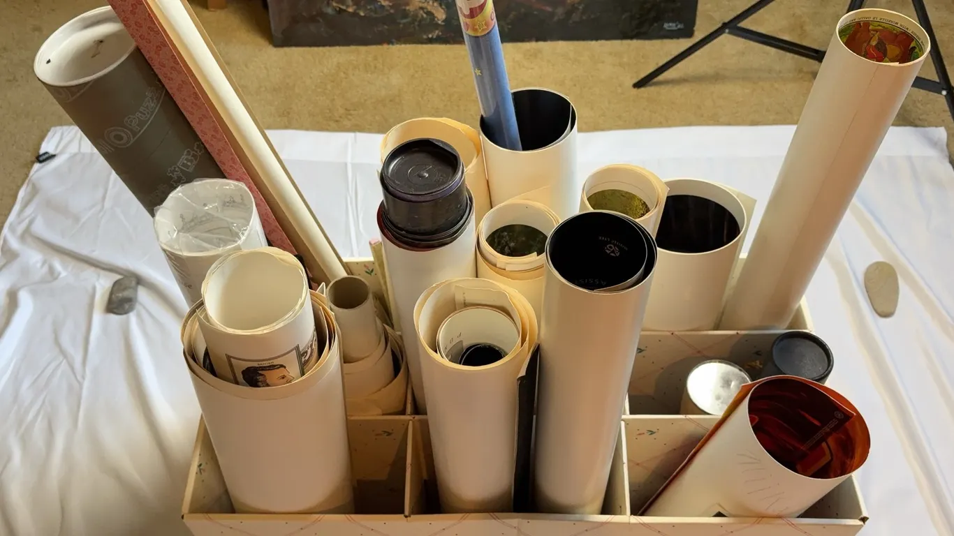 Box Lot of Assorted Rolled Posters, Art Prints, and Advertising Graphics