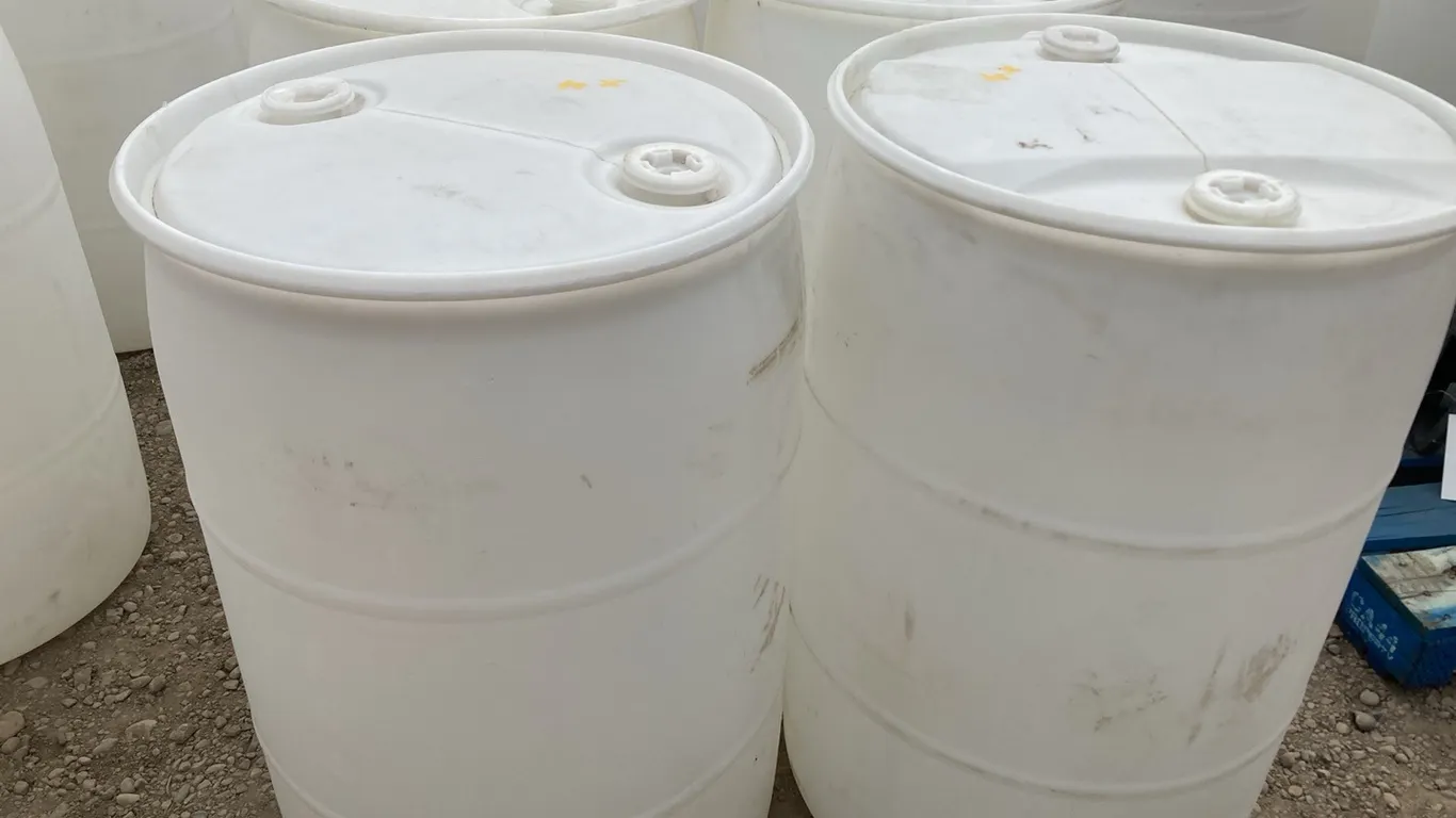 (4) 55 Gallon White Poly Barrels