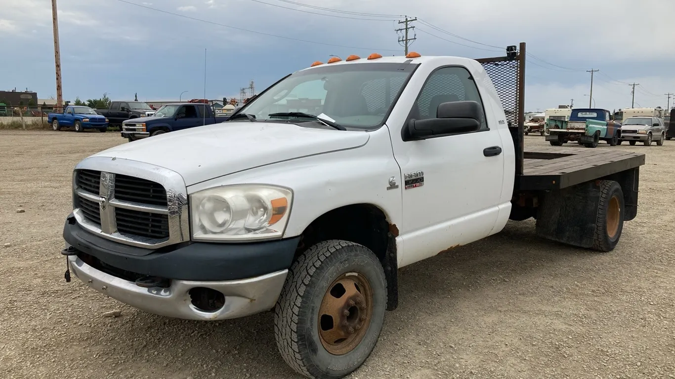 2007 Dodge 3500 SLT Dually Flatdeck White Truck, VIN: 3D6WH46A57G791846