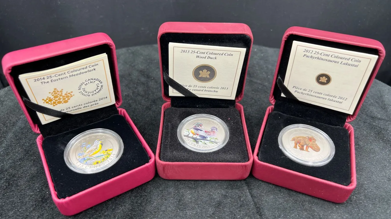Royal Canadian Mint Coloured 25 Cent Coins
