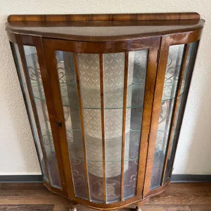 Antique Curved Glass Curio Cabinet