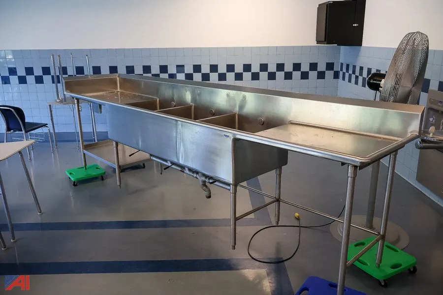 3-Bay S/S Kitchen Sink w/Double Drain Boards