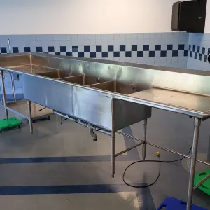 3-Bay S/S Kitchen Sink w/Double Drain Boards