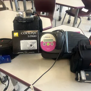 (3) Cameras, (1) Samsung Camcorder, (1) Apperson DataLink 1200