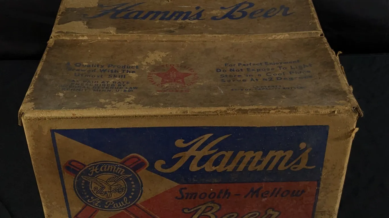 TAX PAID CARDBOARD BEER CASE CRATE HAMMS BEER 36 - 8OZ BOTTLES