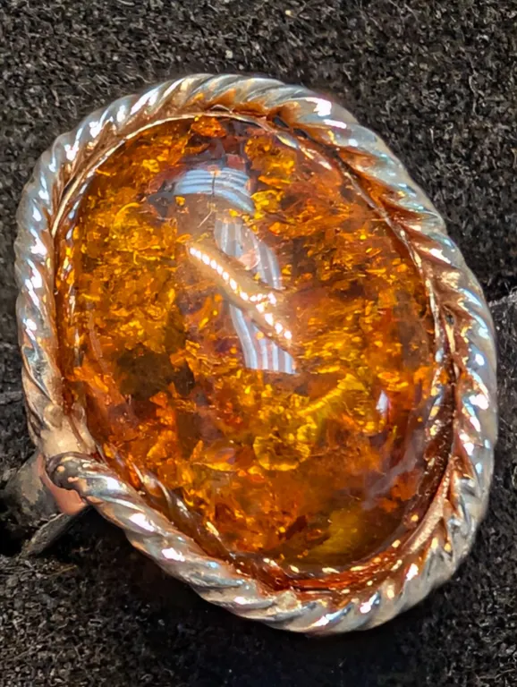 SILVER(7.2G), AMBER RING, SUGGESTED RETAIL VALUE $500