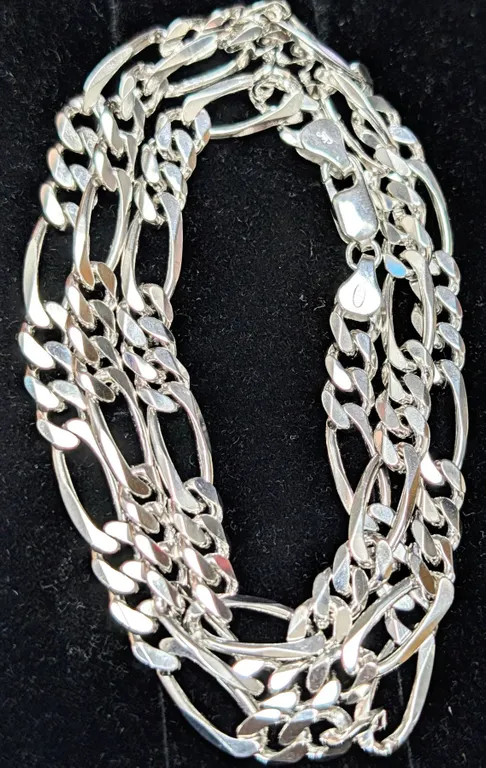 SILVER(38G), MEN'S HEAVY RHODIUM PLATED ITALIAN CHAIN 24", SUGGESTED RETAIL VALUE $1000
