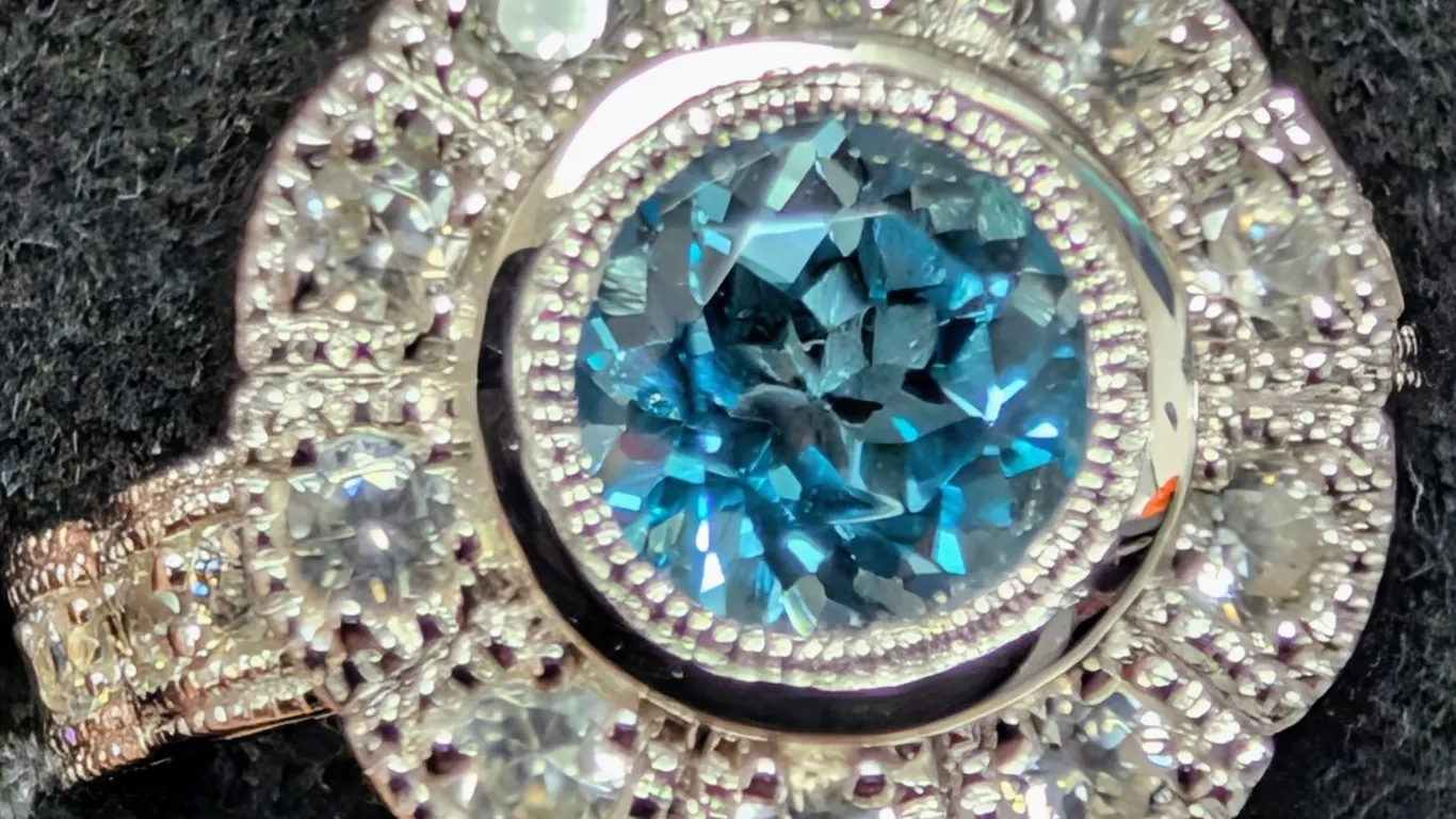 SILVER(7.39G), BLUE TOPAZ (1CT) RING, SUGGESTED RETAIL VALUE $400