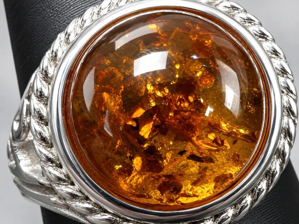 SILVER(6.99G), AMBER RING, SUGGESTED RETAIL VALUE $400