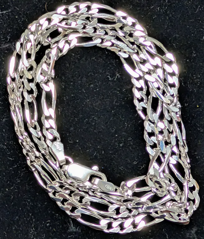 SILVER(8.5G), RHODIUM PLATED ITALIAN CHAIN 24", SUGGESTED RETAIL VALUE $260