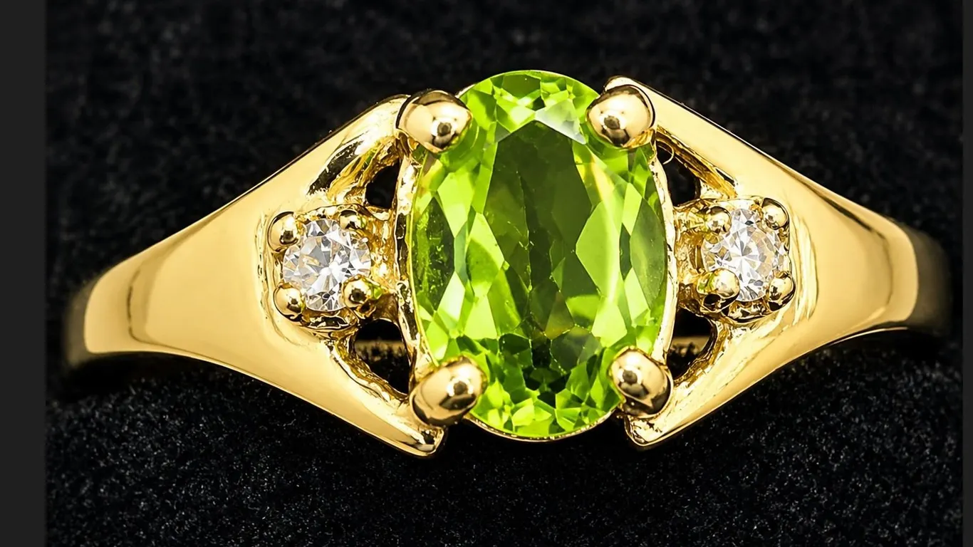 10K(1.3G), PERIDOT (0.5CT), DIAMOND (0.02CT)RING, SIZE 6.5, SUGGESTED RETAIL VALUE $1600