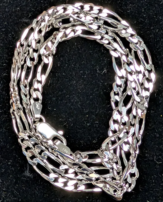 SILVER(24G), MEN'S HEAVY RHODIUM PLATED ITALIAN CHAIN 22", SUGGESTED RETAIL VALUE $650
