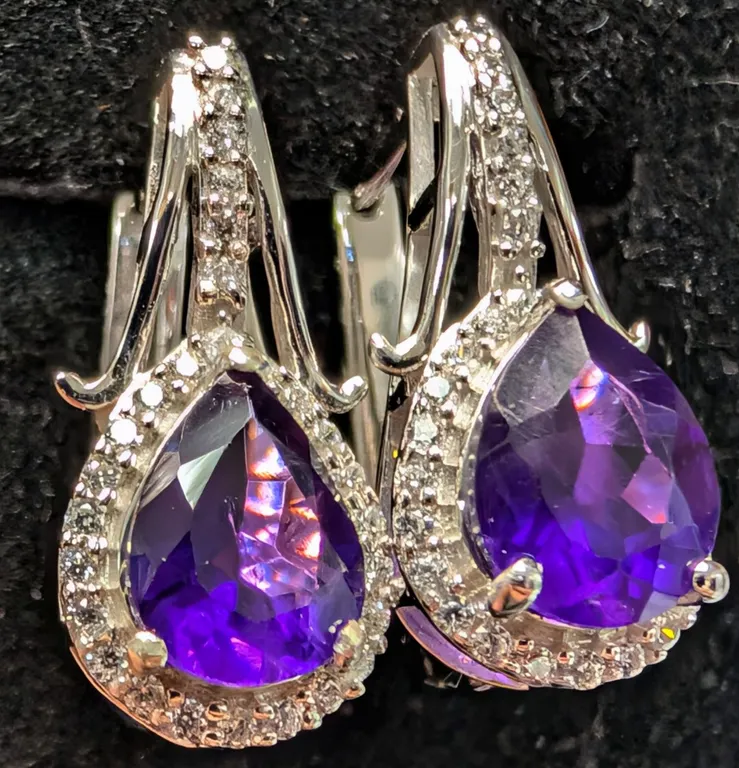 SILVER(4.25G), AMETHYST (2.5CT)EARRING, SUGGESTED RETAIL VALUE $260