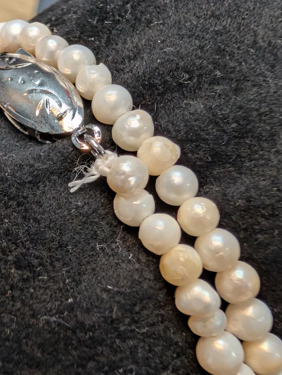 SILVER PEARL NECKLACE 16"
