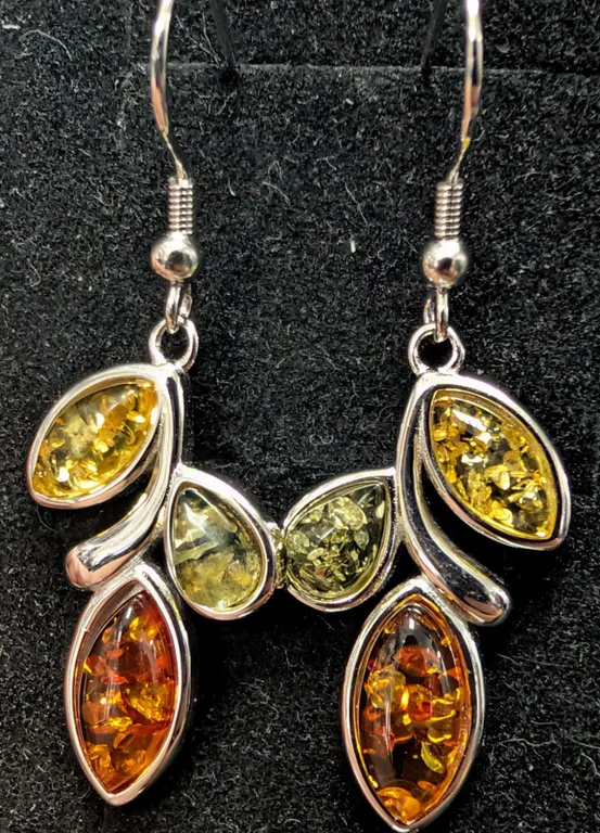 SILVER(3.68G), AMBER EARRING, SUGGESTED RETAIL VALUE $240