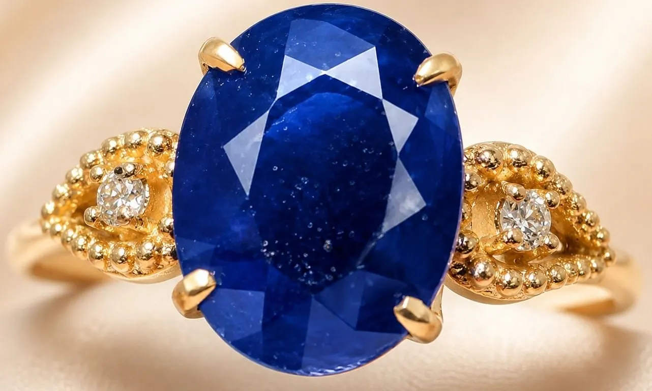 10K(2.7G), BLUE SAPPHIRE (4CT), LAB DIAMOND (0.06CT)RING, SIZE 7, SUGGESTED RETAIL VALUE $3500