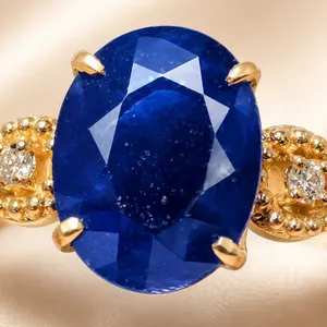 10K(2.7G), BLUE SAPPHIRE (4CT), LAB DIAMOND (0.06CT)RING, SIZE 7, SUGGESTED RETAIL VALUE $3500