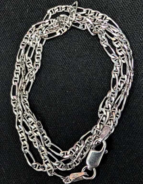 SILVER(4.72G), RHODIUM PLATED ITALIAN CHAIN 22"