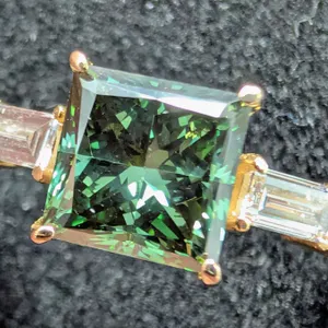 10K(1.4G), GREEN LAB DIAMOND (1.2+0.1CT)RING, SIZE 5.75, APPRAISED INSURANCE VALUE $2550