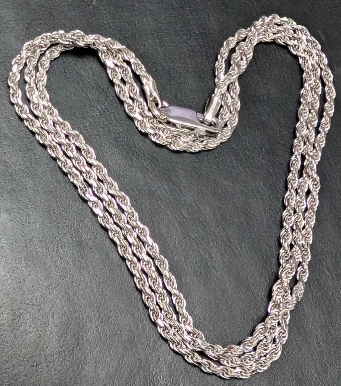 SILVER(7.2G), RHODIUM PLATED ITALIAN CHAIN 24", SUGGESTED RETAIL VALUE $200