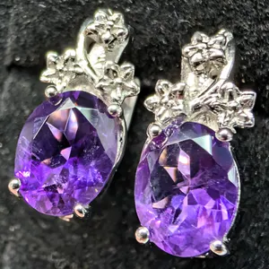 SILVER(3.85G), AMETHYST (3CT)EARRING, SUGGESTED RETAIL VALUE $280