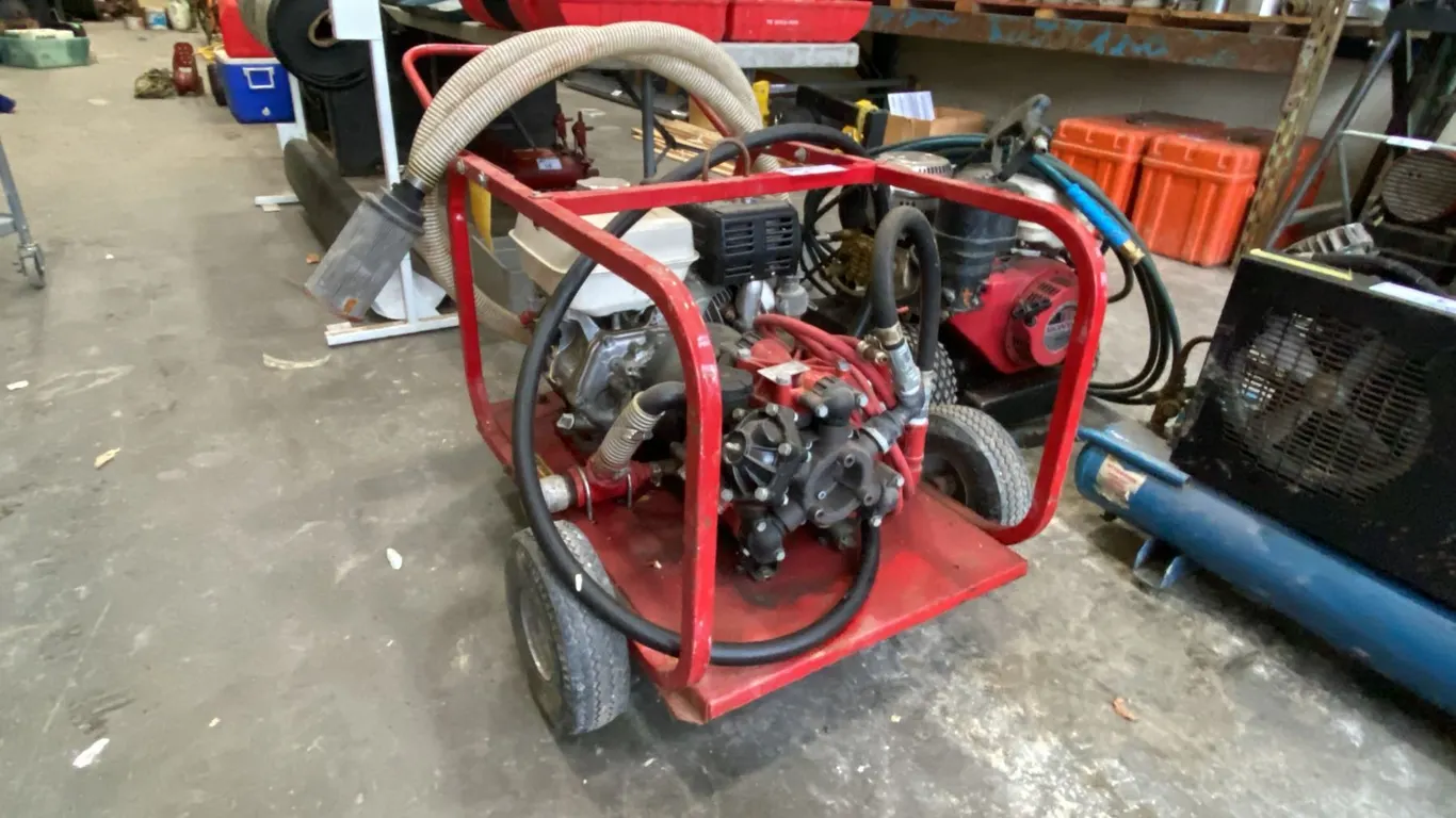 HONDA GX270 HEAVY DUTY INDUSTRIAL WATER PRESSURE TEST PUMP ON MOBILE CART WITH HOSE