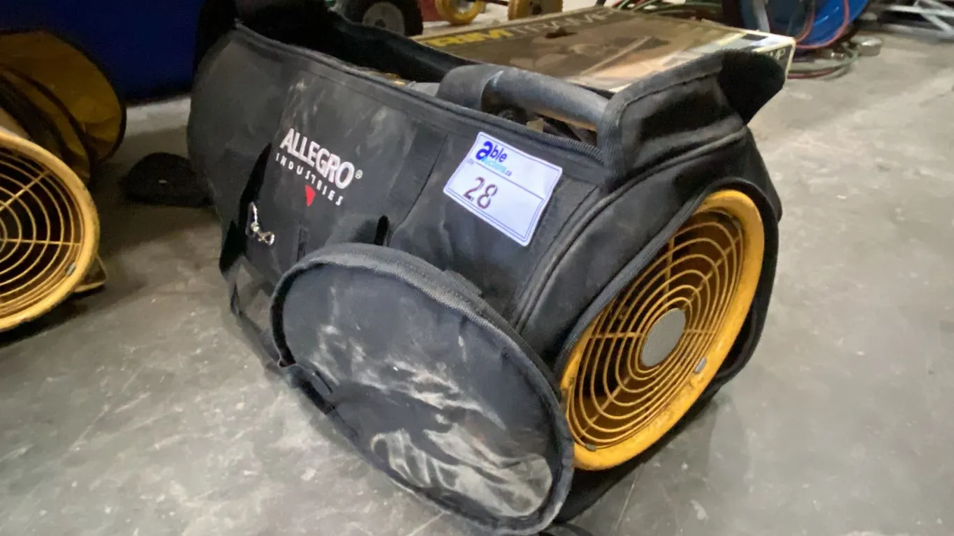 ALLEGRO STFJ-20N COMPACT 8" PORTABLE VENTILATOR AND AIR EVACUATION SYSTEM IN SOFT TRANSPORT BAG
