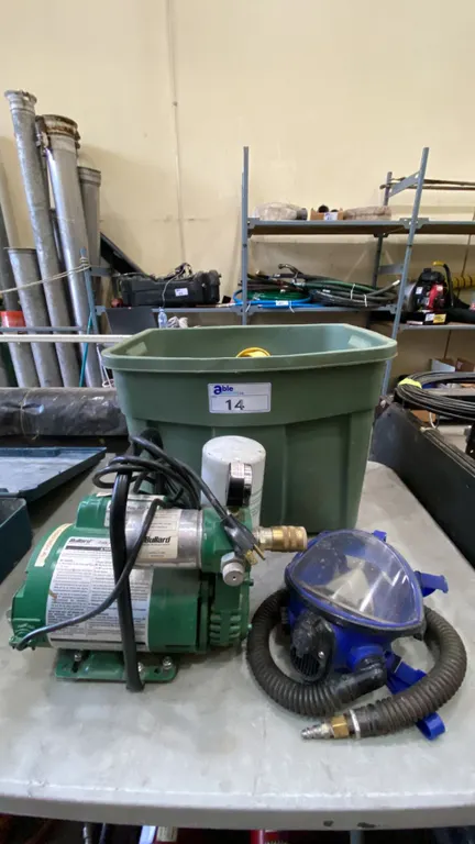 CONFINED SPACE BREATHING SYSTEM INCLUDING BULLARD FREE-AIR PUMP, FULL FACE RESPIRATOR, HARNESS,