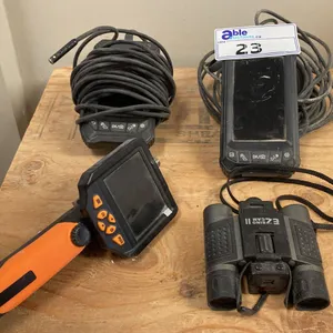 3 HANDHELD BORESCOPE INSPECTION DEVICES & PAIR OF EZ BINO CAM BINOCULARS