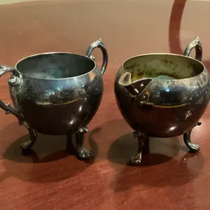 Vintage Silver-Tone Cream & Sugar Set