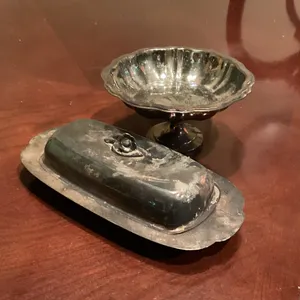 Vintage Silverplate Butter Dish & Pedestal Serving Bowl