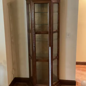 Tall Wood & Glass Curio Display Cabinet