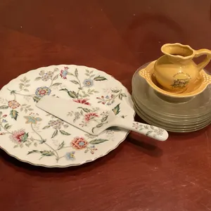 Vintage Andrea by Sadek Floral Cake Plate & Universal Studios California Souvenir Set