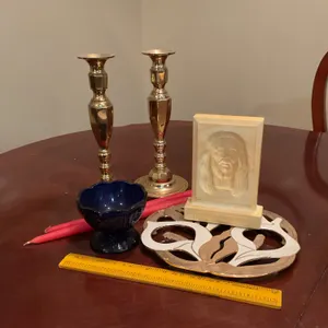 Vintage Summit Art Glass Cobalt Blue Pedestal Bowl & Decorative Assortment