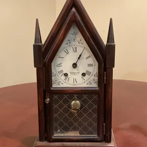 Vintage New England Clock Co. No. 270 Bell Chime Gothic Mantel Clock