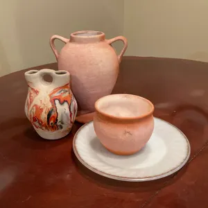 Vintage Pottery Vases, Heritage Pottery Splatter Pot & Oven Ware Platter