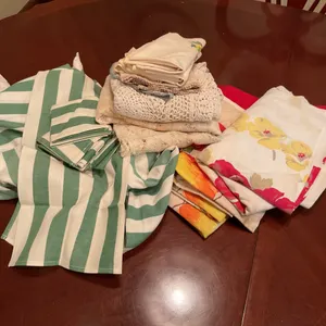 Vintage Kitchen & Table Linens – Floral, Apple, Striped & Meijer Beat Michigan