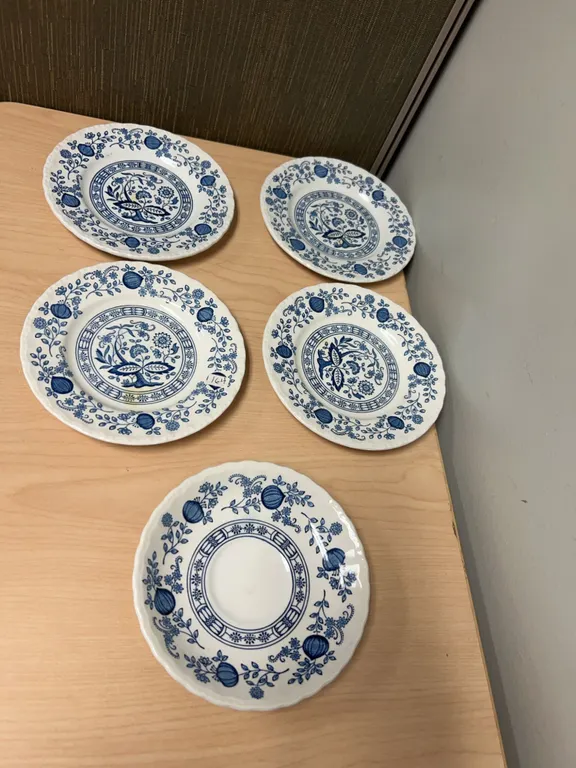 Enoch Wedgwood (Tunstall) Ltd. Blue Heritage Pattern Small Plates, England, Circa 20th Century