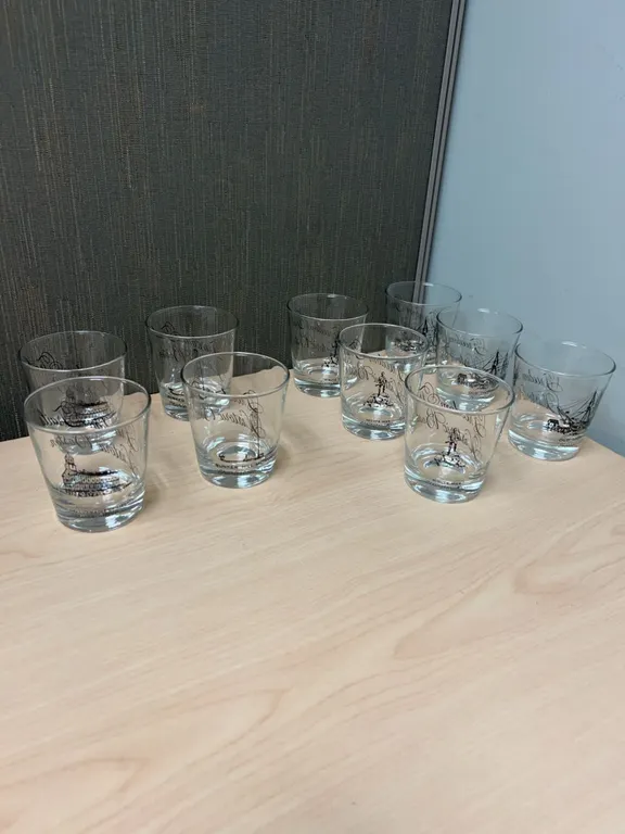 10 Historic Boston Themed Old Fashioned Glasses Featuring Freedom Trail Landmarks, 3" Tall Each