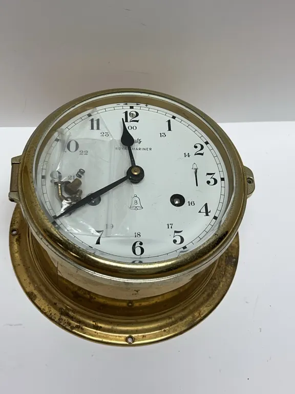 Schatz Royal Mariner 8-Day Brass Ship’s Bell Clock with 24-Hour Dial and Mechanical Movement