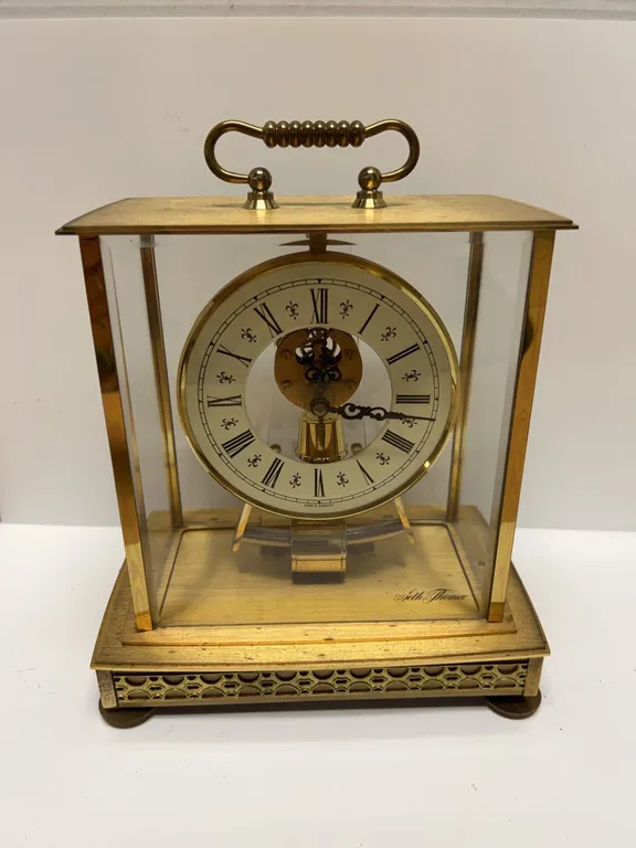 Seth Thomas Kieninger & Obergfell Brass and Glass Anniversary Clock, Made in West Germany
