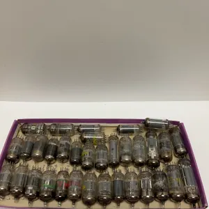 29 Vacuum Tubes in Box Including Brands such as RCA, Sylvania, and GE with Mixed Types