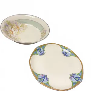 European Porcelain Plate MZ Austria Art Nouveau Plate and Rosenthal Bavaria Floral Bowl, c. Early 20