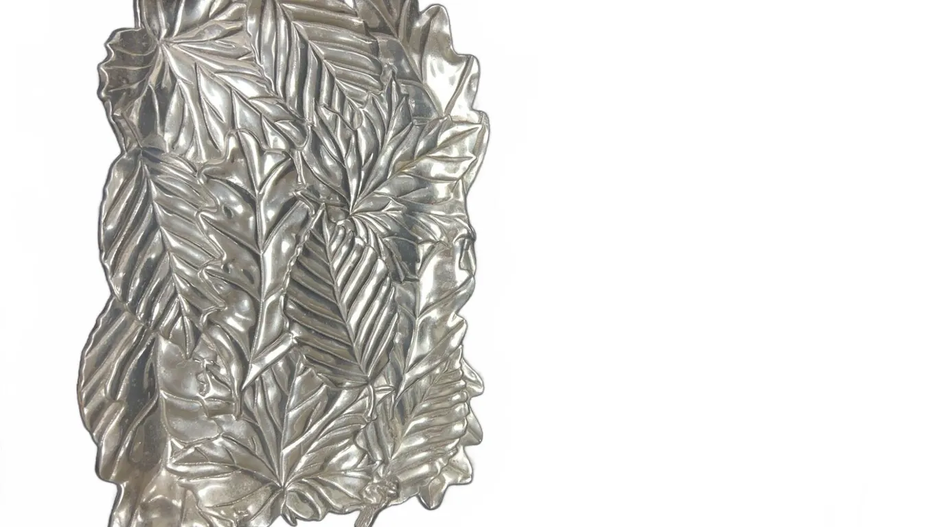 Five Elm Handcrafted Cast Aluminum Leaf Motif Serving Tray